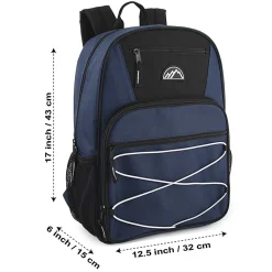 Mountain Edge Multi-Pocket Bungee Cord Sport Backpacks, Black/Blue/Gray, Total Qty 24