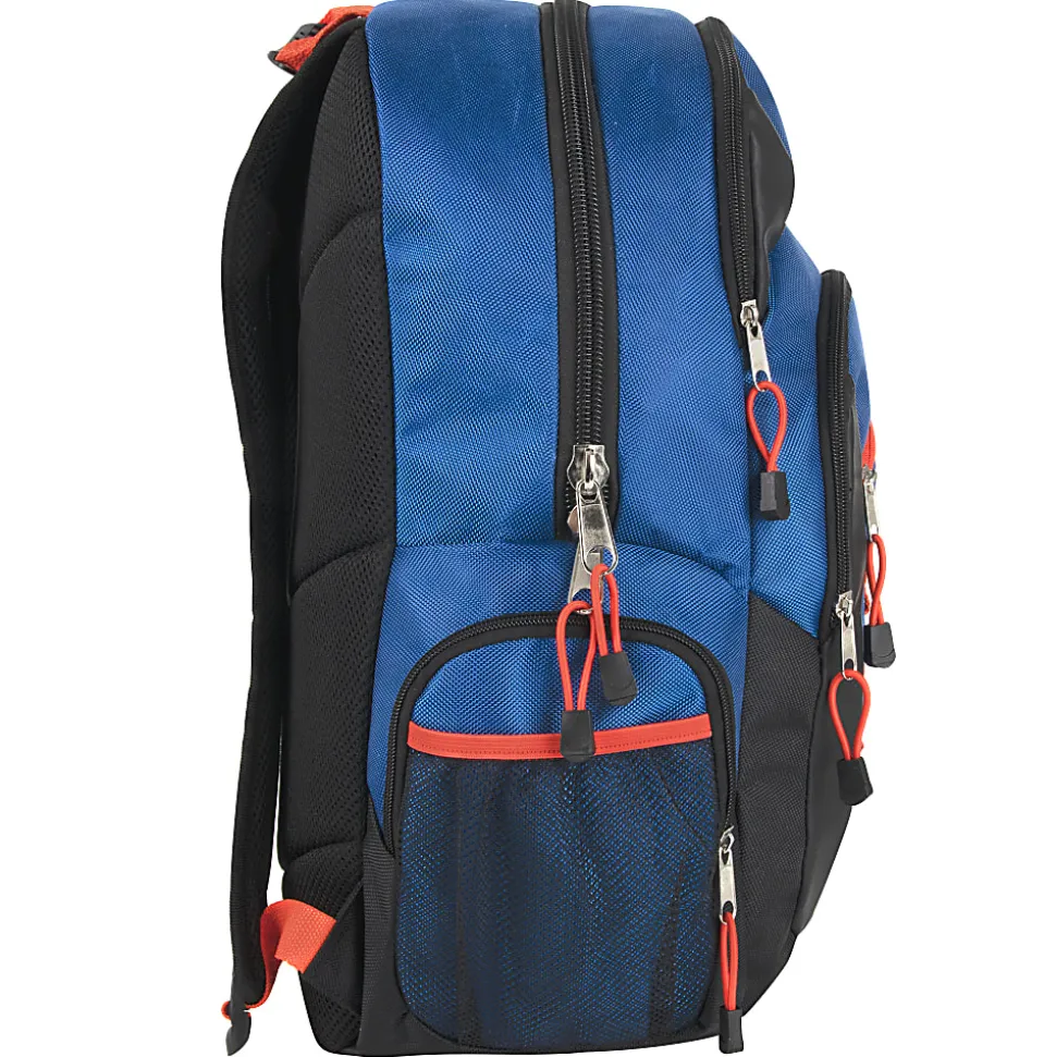Mountain Edge Multi-Pocket Daisy Chain Backpack With 17" Laptop Sleeve, Blue