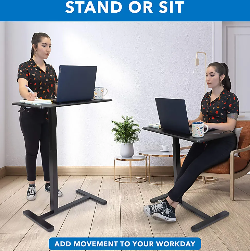 Mount-It! Adjustable-Height Overbed Standing Desk, Black