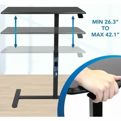 Mount-It! Adjustable-Height Overbed Standing Desk, Black