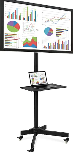 Mount-It! Adjustable Mobile TV Cart For 23" - 55" Displays, Black