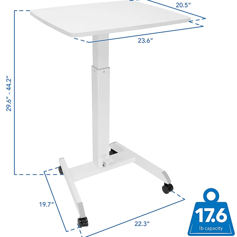 Mount-It! Adjustable Rolling 23"W Laptop Computer Desk, White