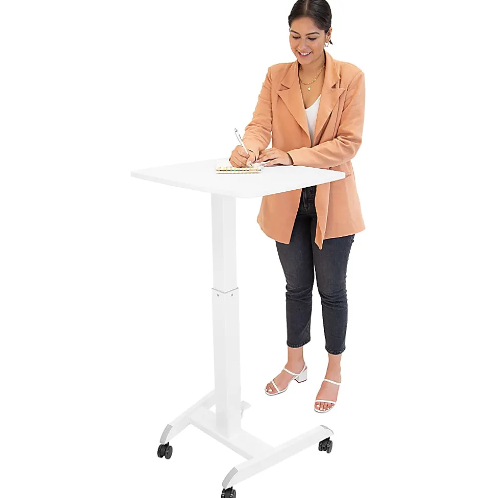 Mount-It! Adjustable Rolling 23"W Laptop Computer Desk, White