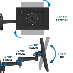 Mount-It! Anti-Theft Tablet Wall Mount With Swing Arm For iPad, iPad Air & iPad Pro, 6”H x 10-1/2”W x 15”D, Black