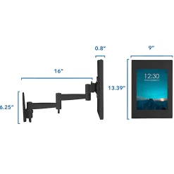 Mount-It! Anti-Theft Tablet Wall Mount With Swing Arm For iPad, iPad Air & iPad Pro, 6”H x 10-1/2”W x 15”D, Black