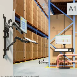 Mount-It! Counterbalance Steel 15.6” Laptop Arm for Wall and Pole Mounting, 5-3/4”H x 12-1/4”W x 15”D, Black