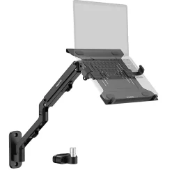 Mount-It! Counterbalance Steel 15.6” Laptop Arm for Wall and Pole Mounting, 5-3/4”H x 12-1/4”W x 15”D, Black