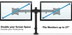 Mount-It! Dual Monitor Desk Mount, Black, MI-2772