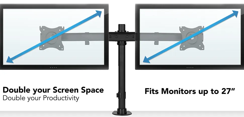 Mount-It! Dual Monitor Desk Mount, Black, MI-2772
