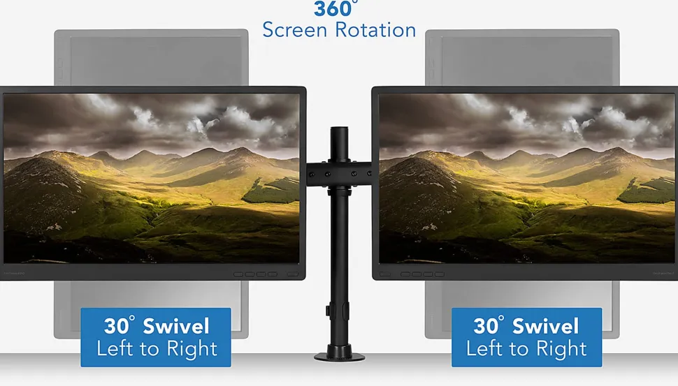 Mount-It! Dual Monitor Desk Mount, Black, MI-2772