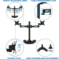 Mount-It! Dual Monitor Desk Stand for 13"-27" Inch Computer Screens, MI-792