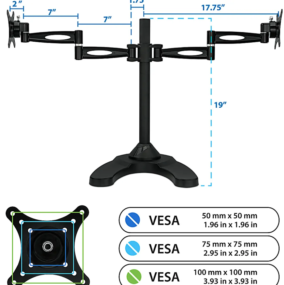 Mount-It! Dual Monitor Desk Stand for 13"-27" Inch Computer Screens, MI-792