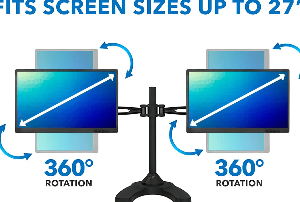 Mount-It! Dual Monitor Desk Stand for 13"-27" Inch Computer Screens, MI-792