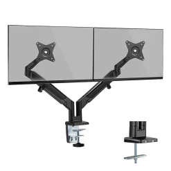 Mount-It! 32” Dual Monitor Mount With Low Profile Gas Spring Arms, Black