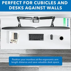 Mount-It! 32” Dual Monitor Mount With Low Profile Gas Spring Arms, Black
