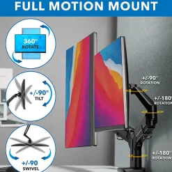 Mount-It! 32” Dual Monitor Mount With Low Profile Gas Spring Arms, Black