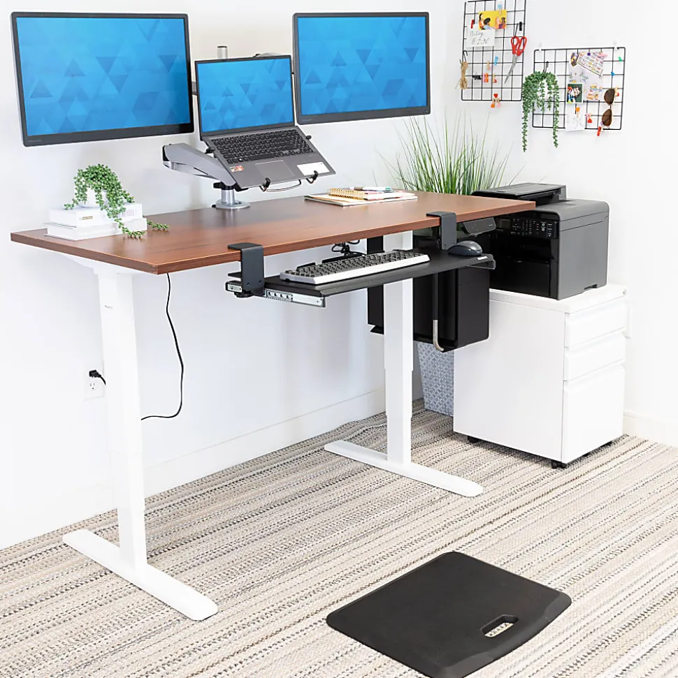 Mount-It! Dual-Motor Electric Standing Desk With Adjustable Height And 55"W Tabletop, Brown