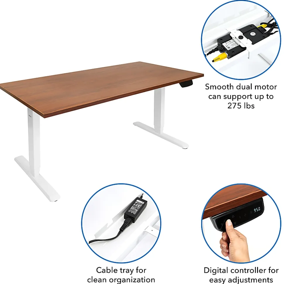 Mount-It! Dual-Motor Electric Standing Desk With Adjustable Height And 55"W Tabletop, Brown