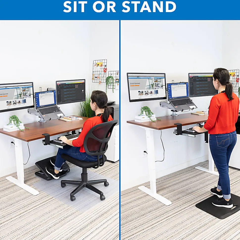 Mount-It! Dual-Motor Electric Standing Desk With Adjustable Height And 55"W Tabletop, Brown