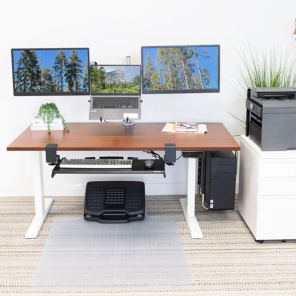 Mount-It! Dual-Motor Electric Standing Desk With Adjustable Height And 55"W Tabletop, Brown