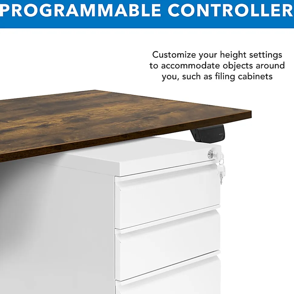 Mount-It! Dual-Motor Electric Standing Desk With Adjustable Height And 55"W Tabletop, Oak