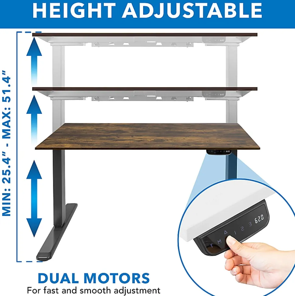 Mount-It! Dual-Motor Electric Standing Desk With Adjustable Height And 55"W Tabletop, Oak