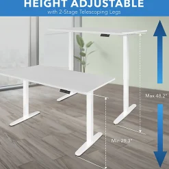 Mount-It! Dual Motor Electric 55"W Adjustable Height Standing Desk, White
