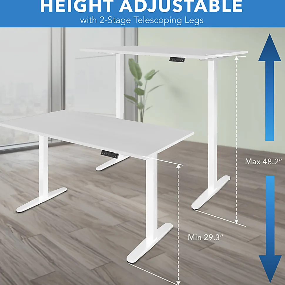 Mount-It! Dual Motor Electric 55"W Adjustable Height Standing Desk, White
