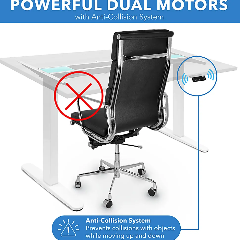 Mount-It! Dual Motor Electric 55"W Adjustable Height Standing Desk, White