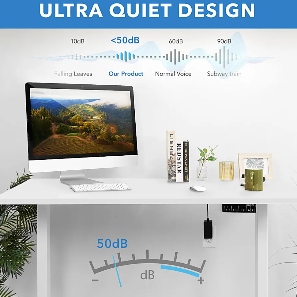 Mount-It! Dual Motor Electric 55"W Adjustable Height Standing Desk, White