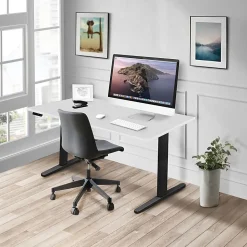 Mount-It! Dual Motor Electric 55"W Adjustable Height Standing Desk, White/Black