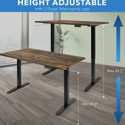 Mount-It! Dual Motor Electric 55"W Adjustable Height Standing Desk, Oak/Black
