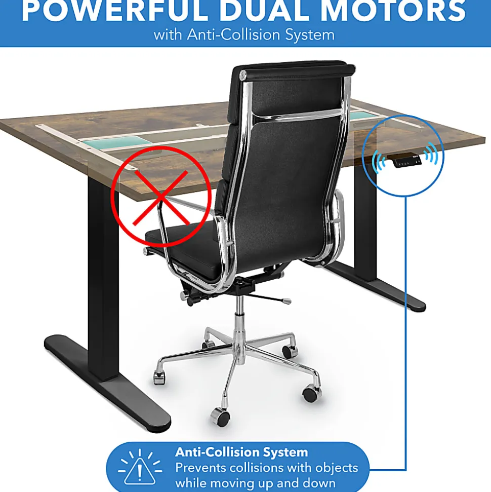 Mount-It! Dual Motor Electric 55"W Adjustable Height Standing Desk, Oak/Black