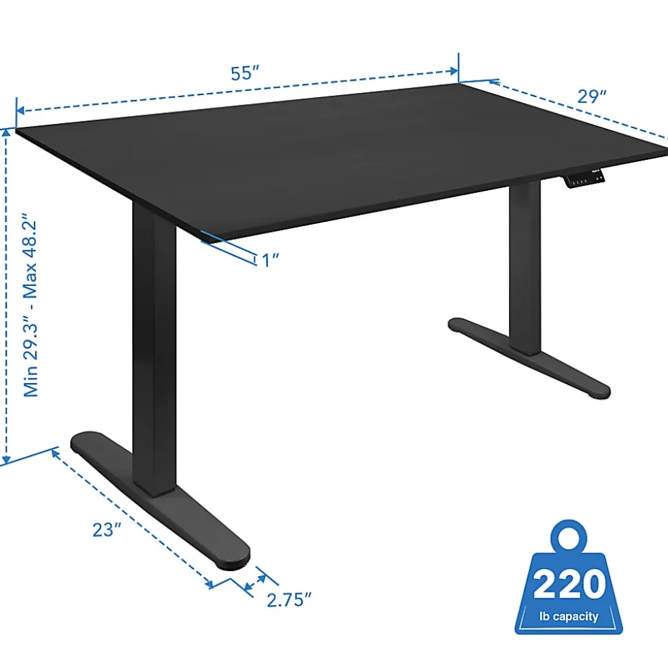Mount-It! Dual Motor Electric 55"W Adjustable Height Standing Desk, Black
