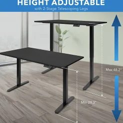 Mount-It! Dual Motor Electric 55"W Adjustable Height Standing Desk, Black