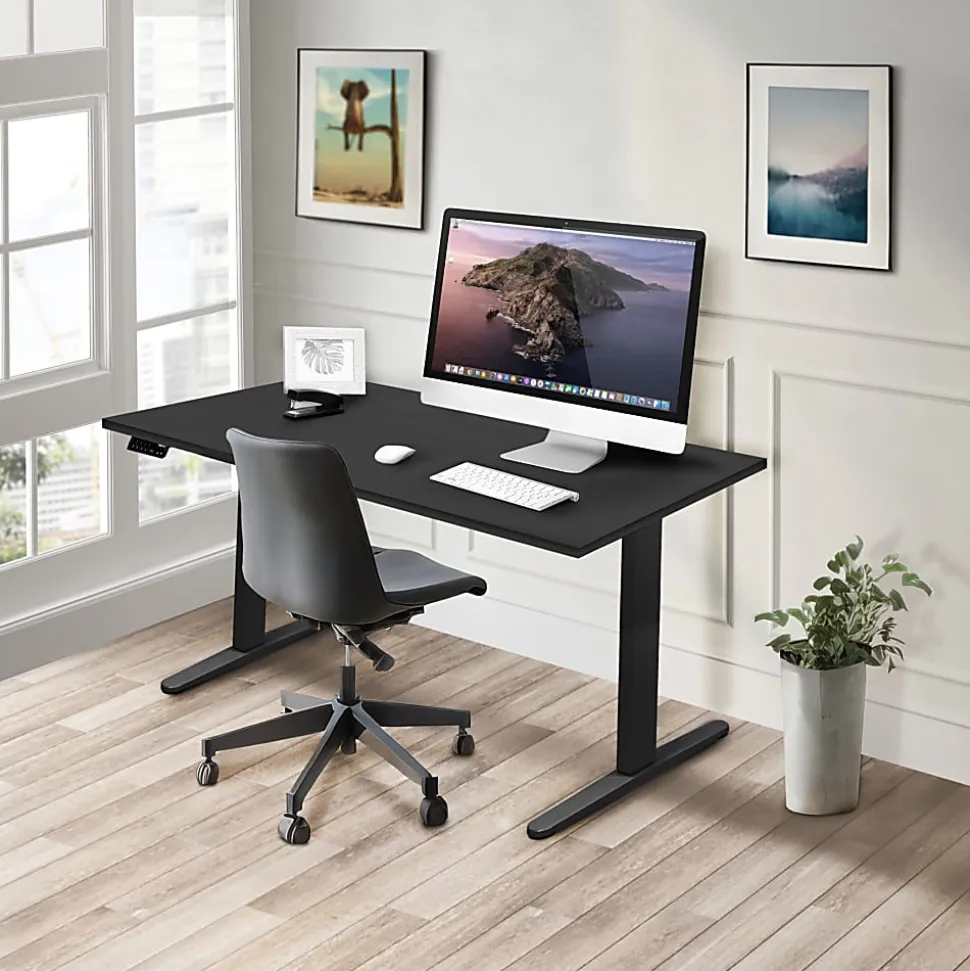 Mount-It! Dual Motor Electric 55"W Adjustable Height Standing Desk, Black