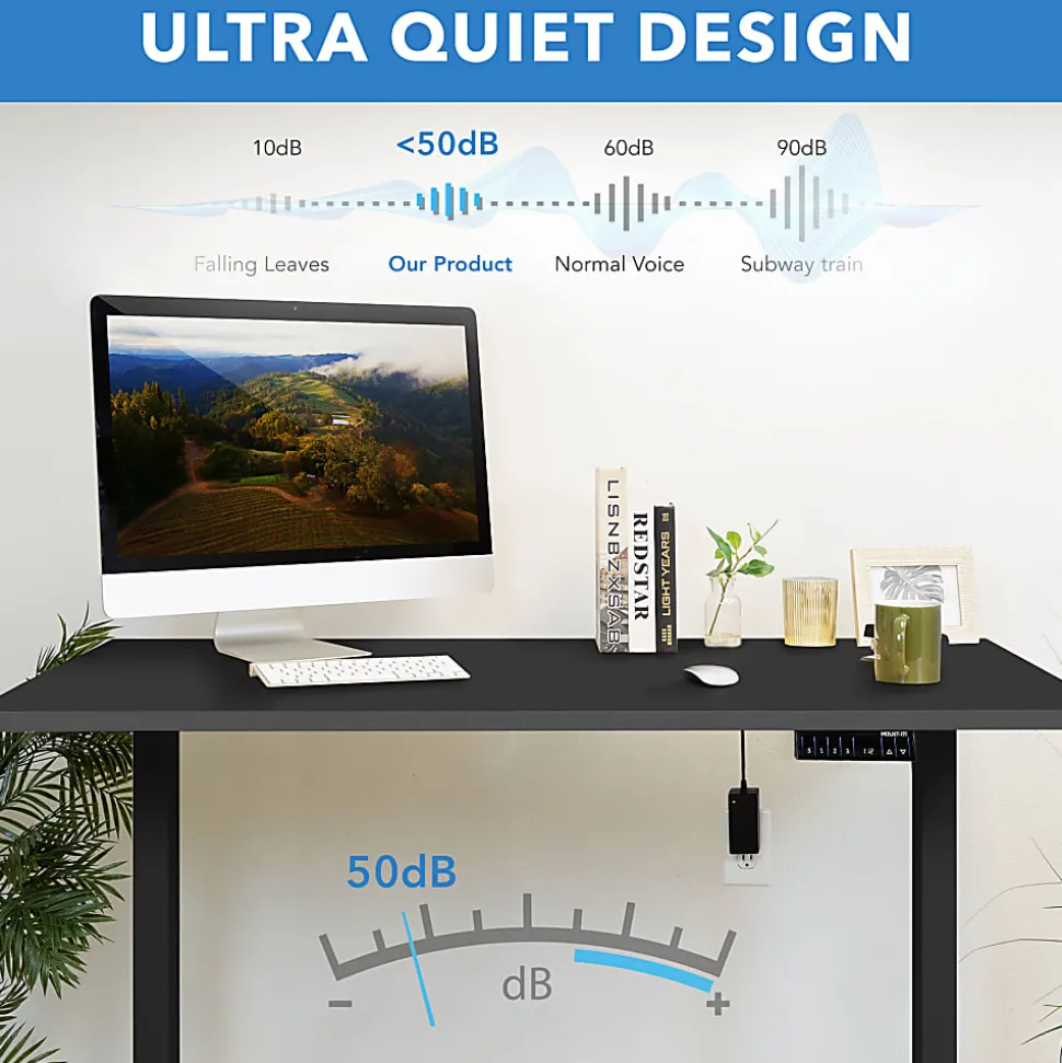 Mount-It! Dual Motor Electric 55"W Adjustable Height Standing Desk, Black