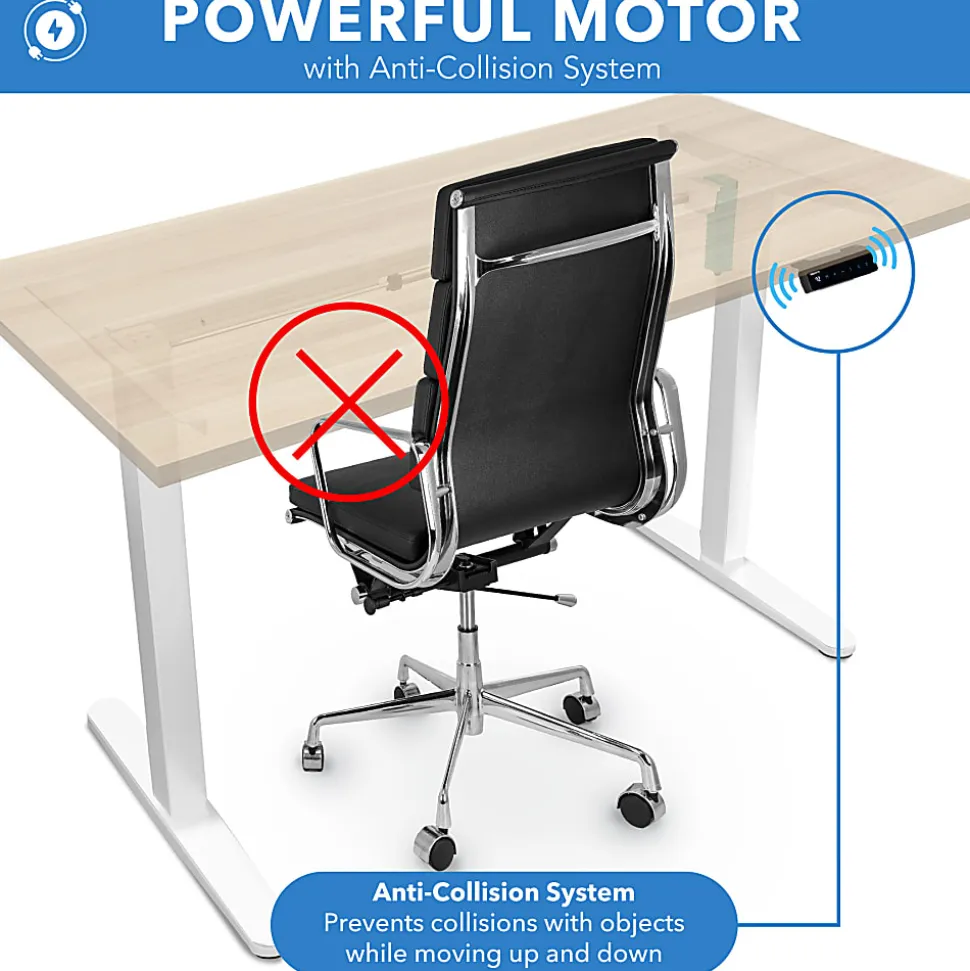 Mount-It! Electric Standing Desk With Adjustable Height And 55"W Tabletop, Maple, MI18085