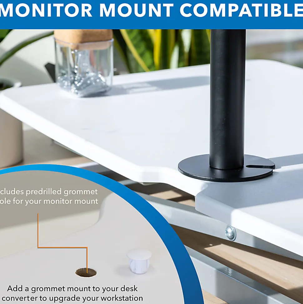 Mount-It! Electric Standing Desk Converter With Adjustable Height And 38"W Desktop, White