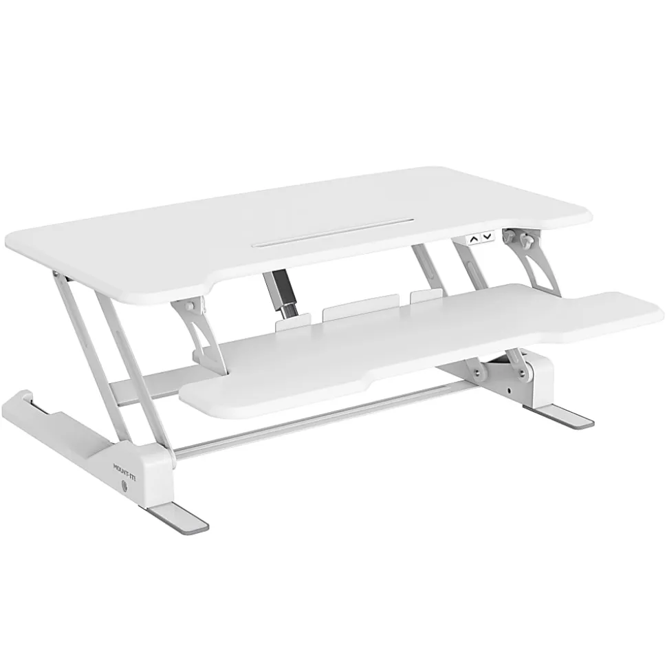 Mount-It! Electric Standing Desk Converter With Adjustable Height And 38"W Desktop, White