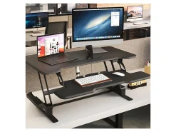 Mount-It! Electric Standing Desk Converter With Adjustable Height And 38"W Desktop, Black