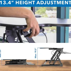 Mount-It! Extra Wide 48"W Adjustable Height Standing Desk Converter With Dual Monitor Mount, Black