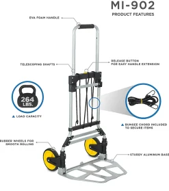 Mount-It! Folding Hand Truck And Dolly, 264 Lb Capacity
