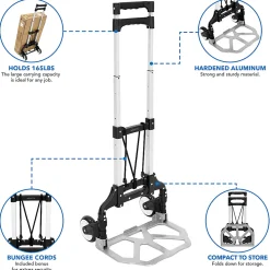 Mount-It! Folding Hand Truck And Dolly, 165 Lb Capacity