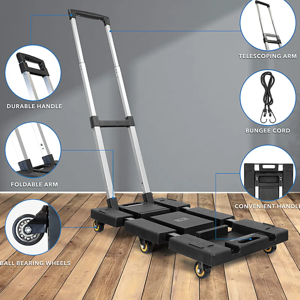 Mount-It! Folding Hand Truck Dolly, 36"H x 14-1/4"W x 26"D, Black