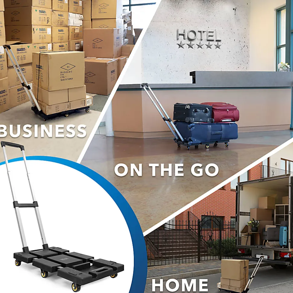 Mount-It! Folding Hand Truck Dolly, 36"H x 14-1/4"W x 26"D, Black