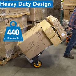 Mount-It! Folding Height-Adjustable Steel Hand Truck With 440 Lb. Capacity, 48.5