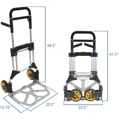 Mount-It! Folding Height-Adjustable Steel Hand Truck With 440 Lb. Capacity, 48.5