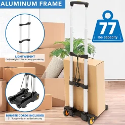Mount-It! Folding Premium Luggage Cart, Black