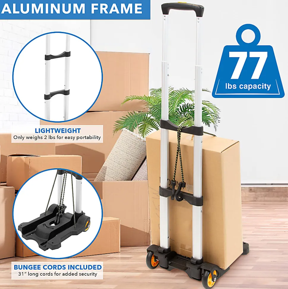 Mount-It! Folding Premium Luggage Cart, Black